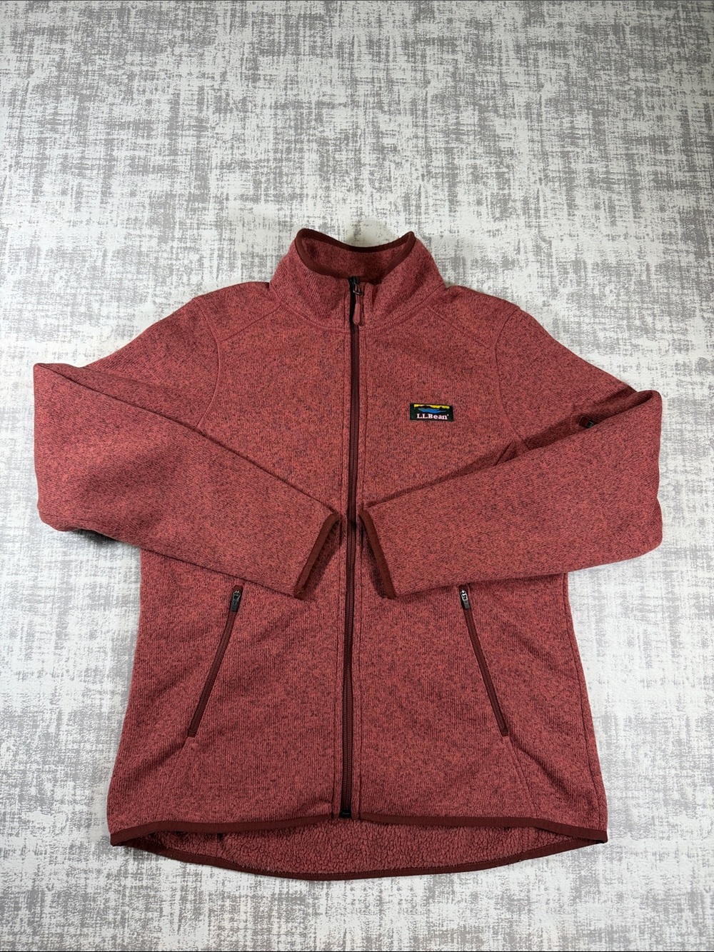Y2K L.L. Bean Women’s Heathered Brick Red Full-Zip Fleece Jacket Size S Petite